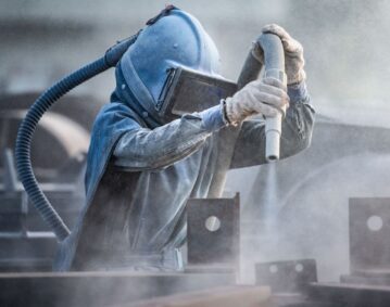 Operario realizando una limpieza abrasiva